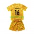 Completo da calcio Bambini Francia Portiere Mike Maignan 16 Giallo Maglia Prima Euro 2024 Manica Corta
