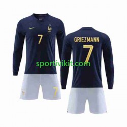 Completo da calcio Bambini Francia Griezmann 7 Maglia Prima Coppa del Mondo 2022 Manica Lunga
