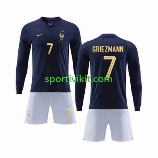 Completo da calcio Bambini Francia Griezmann 7 Maglia Prima Coppa del Mondo 2022 Manica Lunga Completo da calcio Bambini Francia Griezmann 7 Maglia Prima Coppa del Mondo 2022 Manica Lunga
