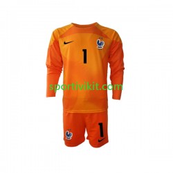 Completo da calcio Bambini Francia Portiere Hugo Lloris 1 Maglia Seconda Coppa del Mondo 2022 Manica Lunga