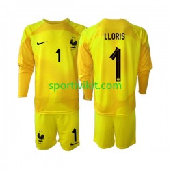 Completo da calcio Bambini Francia Portiere Hugo Lloris 1 Maglia Terza Coppa del Mondo 2022 Manica Lunga