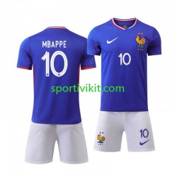 Completo da calcio Bambini Francia Mbappé Kylian 10 Maglia Prima Euro 2024 Manica Corta