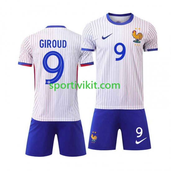 Completo da calcio Bambini Francia Olivier Giroud 9 Maglia Seconda Euro 2024 Manica Corta Completo da calcio Bambini Francia Olivier Giroud 9 Maglia Seconda Euro 2024 Manica Corta