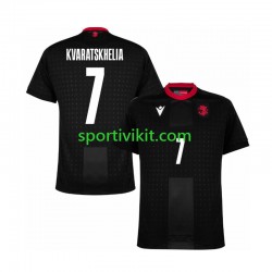 Georgia Kvaratskhelia 7 Nero Uomo Maglia Seconda Euro 2024 Manica Corta