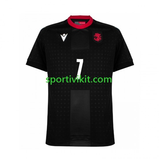 Georgia Kvaratskhelia 7 Nero Uomo Maglia Seconda Euro 2024 Manica Corta