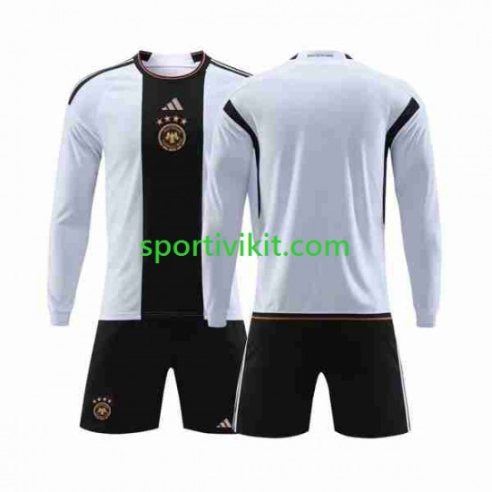 Completo da calcio Bambini Germania Maglia Prima Coppa del Mondo 2022 Manica Lunga Completo da calcio Bambini Germania Maglia Prima Coppa del Mondo 2022 Manica Lunga