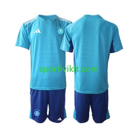 Completo da calcio Bambini Germania Portiere Maglia Prima Coppa del Mondo 2022 Manica Corta