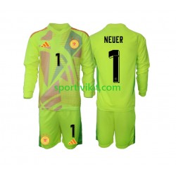 Completo da calcio Bambini Germania Portiere Manuel Neuer 1 Maglia Seconda Euro 2024 Manica Lunga