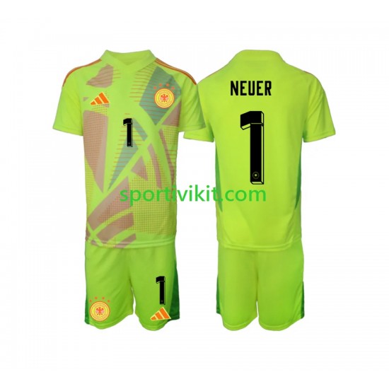 Completo da calcio Bambini Germania Portiere Manuel Neuer 1 Maglia Seconda Euro 2024 Manica Corta Completo da calcio Bambini Germania Portiere Manuel Neuer 1 Maglia Seconda Euro 2024 Manica Corta