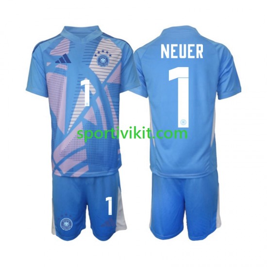 Completo da calcio Bambini Germania Portiere Manuel Neuer 1 Maglia Quarto 2024-2025 Manica Corta Completo da calcio Bambini Germania Portiere Manuel Neuer 1 Maglia Quarto 2024-2025 Manica Corta