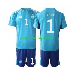 Completo da calcio Bambini Germania Portiere Manuel Neuer 1 Maglia Prima Coppa del Mondo 2022 Manica Corta
