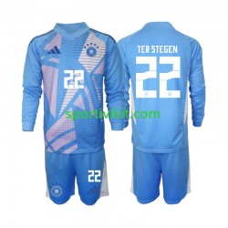 Completo da calcio Bambini Germania Portiere Ter Stegen 22 Maglia Quarto 2024-2025 Manica Lunga