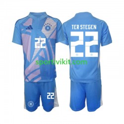 Completo da calcio Bambini Germania Portiere Ter Stegen 22 Maglia Quarto 2024-2025 Manica Corta