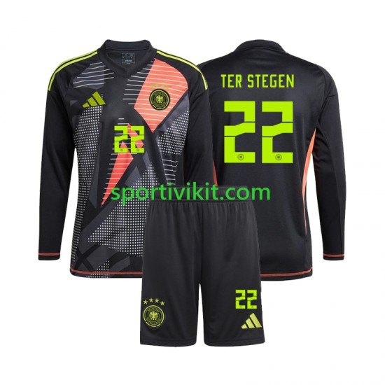 Completo da calcio Bambini Germania Portiere Ter Stegen 22 Maglia Prima Euro 2024 Manica Lunga Completo da calcio Bambini Germania Portiere Ter Stegen 22 Maglia Prima Euro 2024 Manica Lunga