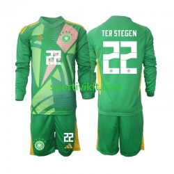 Completo da calcio Bambini Germania Portiere Ter Stegen 22 Maglia Terza 2024-2025 Manica Lunga