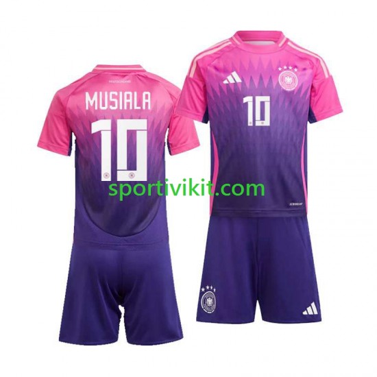 Completo da calcio Bambini Germania Jamal Musiala 10 Maglia Seconda Euro 2024 Manica Corta