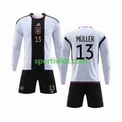 Completo da calcio Bambini Germania MULLER 13 Maglia Prima Coppa del Mondo 2022 Manica Lunga