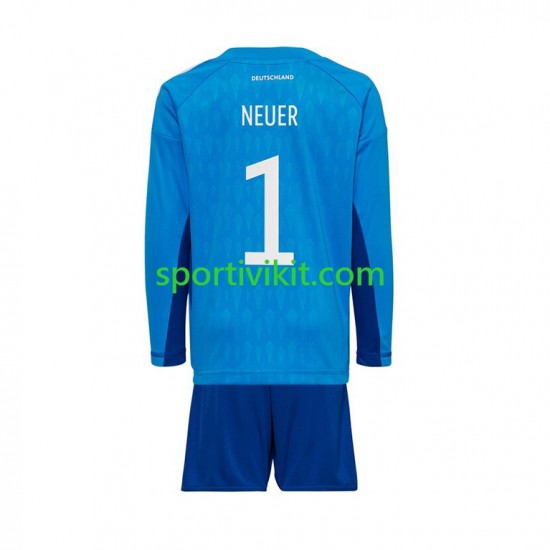 Completo da calcio Bambini Germania Portiere Manuel Neuer 1 Maglia Prima Coppa del Mondo 2022 Manica Lunga