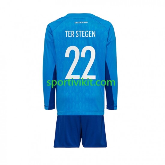 Completo da calcio Bambini Germania Portiere ter Stegen 22 Maglia Prima Coppa del Mondo 2022 Manica Lunga