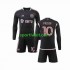 Completo da calcio Bambini Inter Miami Lionel Messi 10 Maglia Seconda 2023-2024 Manica Lunga