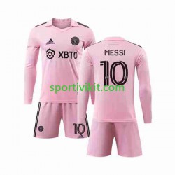 Completo da calcio Bambini Inter Miami Lionel Messi 10 Maglia Prima 2023-2024 Manica Lunga