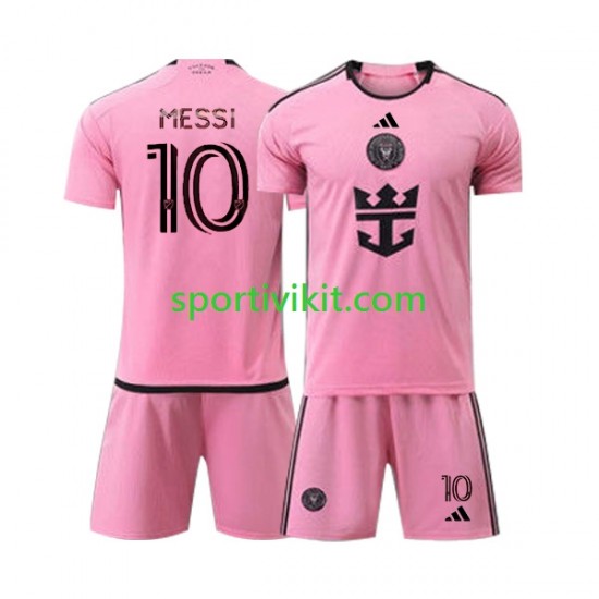 Completo da calcio Bambini Inter Miami Lionel Messi 10 Maglia Prima 2024 Manica Corta