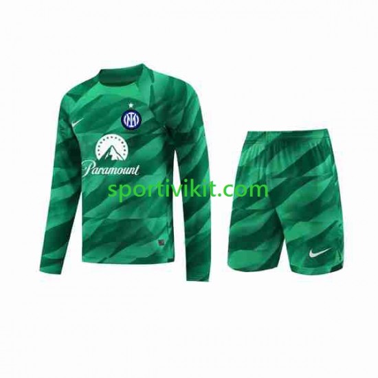 Completo da calcio Bambini Inter Milan Portiere Maglia Seconda 2023-2024 Manica Lunga Completo da calcio Bambini Inter Milan Portiere Maglia Seconda 2023-2024 Manica Lunga