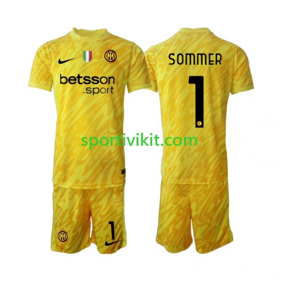 Completo da calcio Bambini Inter Milan Portiere Yann Sommer 1 Maglia Seconda 2024-2025 Manica Corta Completo da calcio Bambini Inter Milan Portiere Yann Sommer 1 Maglia Seconda 2024-2025 Manica Corta