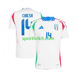 Italia Chiesa 14 Bianco Uomo Maglia Seconda Euro 2024 Manica Corta