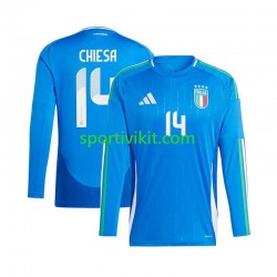 Italia Chiesa 14 Blu Uomo Maglia Prima Euro 2024 Manica Lunga