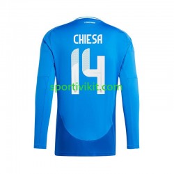 Italia Chiesa 14 Blu Uomo Maglia Prima Euro 2024 Manica Lunga
