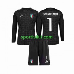 Completo da calcio Bambini Italia Portiere Donnarumma 1 2023 Maglia Seconda Manica Lunga