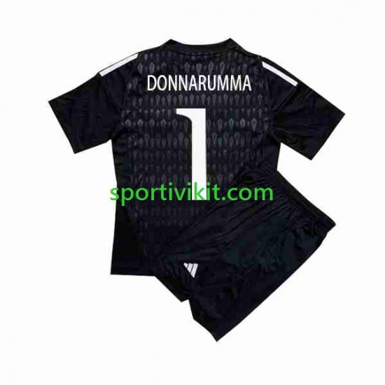 Completo da calcio Bambini Italia Portiere Donnarumma 1 2023 Maglia Seconda Manica Corta