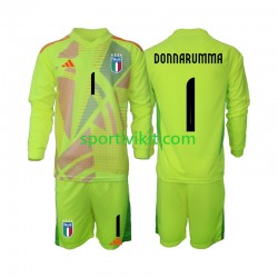 Completo da calcio Bambini Italia Portiere Donnarumma 1 Maglia Prima Euro 2024 Manica Lunga