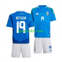 Completo da calcio Bambini Italia Mateo Retegui 19 Maglia Prima 2024 Manica Corta