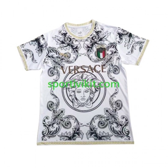 Italia Versace Bianco Uomo Maglia 2023-2024 Manica Corta Italia Versace Bianco Uomo Maglia 2023-2024 Manica Corta