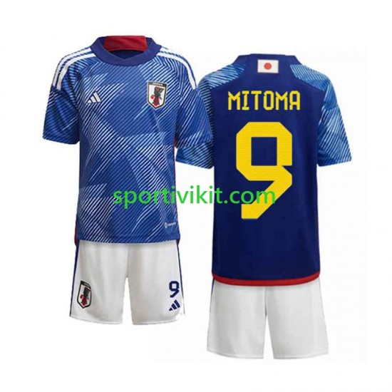 Completo da calcio Bambini Giappone Mitoma 9 Maglia Prima Coppa del Mondo 2022 Manica Corta
