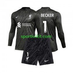 Completo da calcio Bambini Liverpool Portiere Alisson Becker 1 Maglia Prima 2024-2025 Manica Lunga