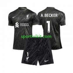 Completo da calcio Bambini Liverpool Portiere Alisson Becker 1 Maglia Prima 2024-2025 Manica Corta