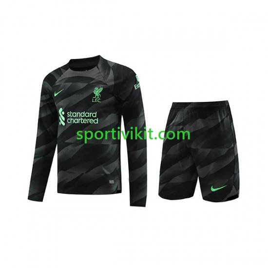 Completo da calcio Bambini Liverpool Portiere Maglia Seconda 2023-2024 Manica Lunga Completo da calcio Bambini Liverpool Portiere Maglia Seconda 2023-2024 Manica Lunga