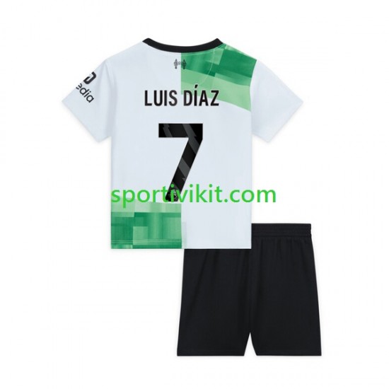 Completo da calcio Bambini Liverpool Luis Diaz 7 Maglia Seconda 2023-2024 Manica Corta Completo da calcio Bambini Liverpool Luis Diaz 7 Maglia Seconda 2023-2024 Manica Corta