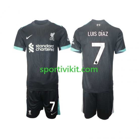 Completo da calcio Bambini Liverpool Luis Diaz 7 Maglia Seconda 2024-2025 Manica Corta Completo da calcio Bambini Liverpool Luis Diaz 7 Maglia Seconda 2024-2025 Manica Corta