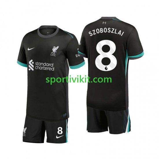 Completo da calcio Bambini Liverpool Szoboszlai 8 Maglia Seconda 2024-2025 Manica Corta