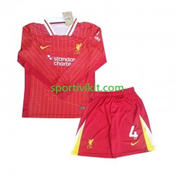 Completo da calcio Bambini Liverpool Virgil 4 Maglia Prima 2024-2025 Manica Lunga