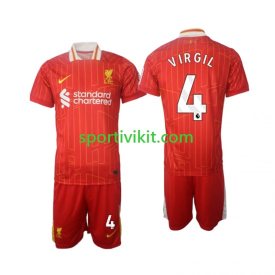 Completo da calcio Bambini Liverpool Virgil 4 Maglia Prima 2024-2025 Manica Corta Completo da calcio Bambini Liverpool Virgil 4 Maglia Prima 2024-2025 Manica Corta