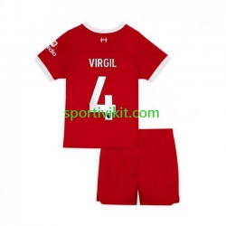 Completo da calcio Bambini Liverpool Virgil van Dijk 4 Maglia Prima 2023-2024 Manica Corta