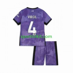 Completo da calcio Bambini Liverpool Virgil van Dijk 4 Maglia Terza 2023-2024 Manica Corta