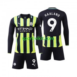 Completo da calcio Bambini Manchester City Erling Haaland 9 Maglia Seconda 2024-2025 Manica Lunga