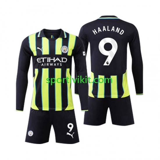 Completo da calcio Bambini Manchester City Erling Haaland 9 Maglia Seconda 2024-2025 Manica Lunga Completo da calcio Bambini Manchester City Erling Haaland 9 Maglia Seconda 2024-2025 Manica Lunga