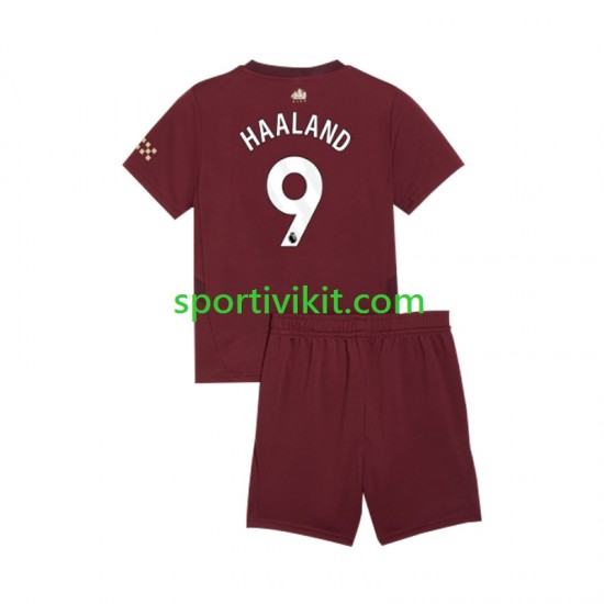 Completo da calcio Bambini Manchester City Erling Haaland 9 Maglia Terza 2024-2025 Manica Corta